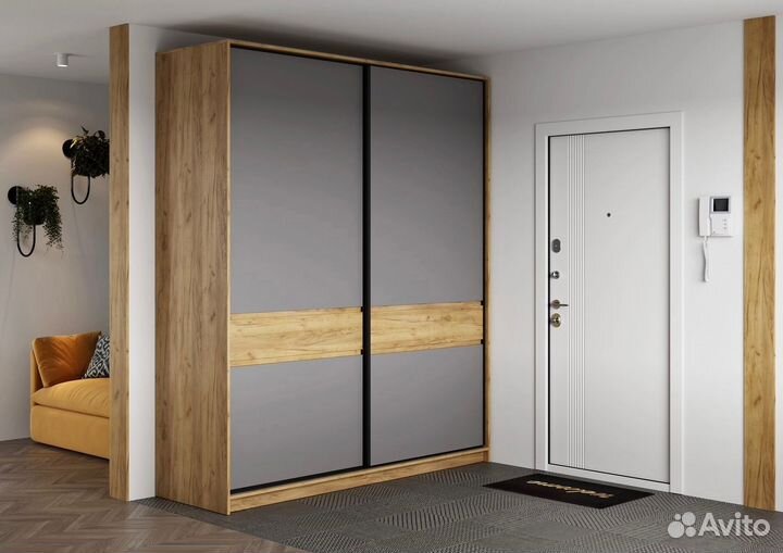 Шкаф купе 2 метра. Серый