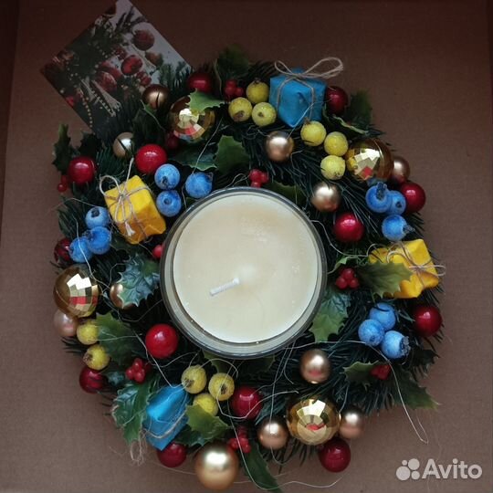 Новогодняя композиция, подсвечник