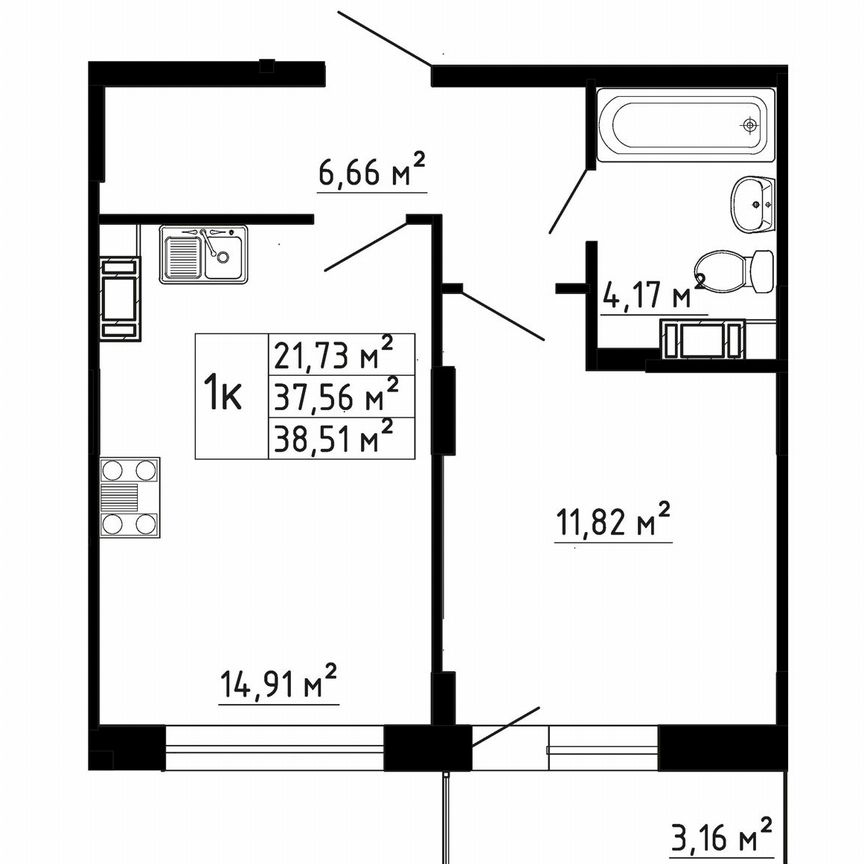 1-к. квартира, 37,5 м², 6/8 эт.