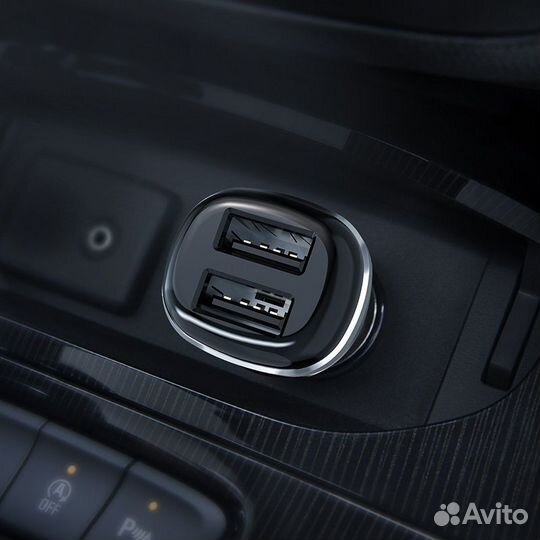 Автомобильное зарядное 2USB 2,4A + кабель Micro 1m