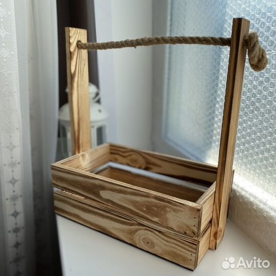 Деревянный ящик, кашпо