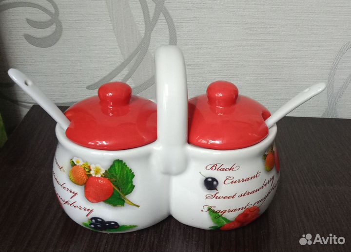 Набор для сахара, соли, варенья, ложка-подставка