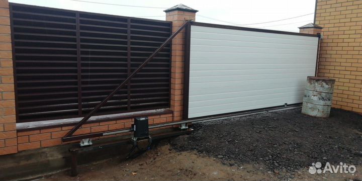 Откатные ворота с калиткой
