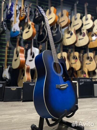 Синяя гитара Shinobi для новичка (Новая)