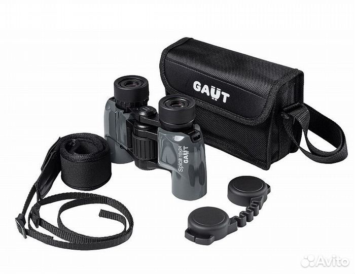 Бинокль gaut Spica 10x24, призмы Porro BAK4, серый