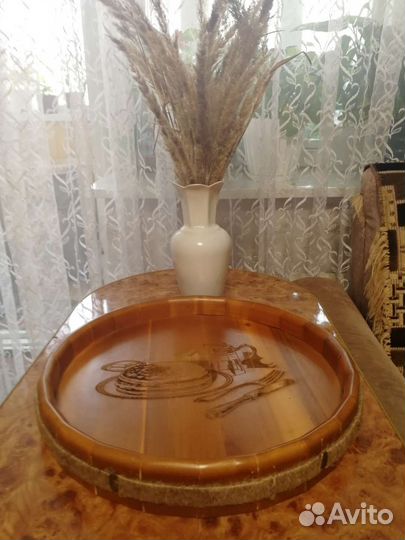 Поднос деревянный круглый