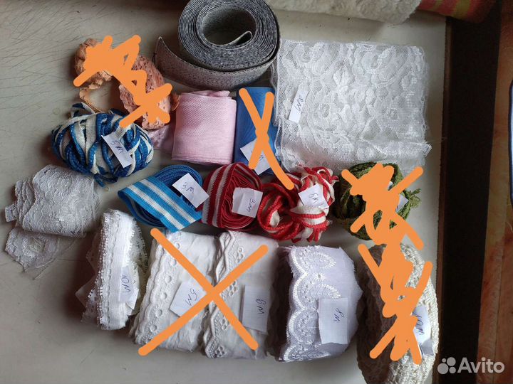 Тесьма кружево СССР, ленты, замки, спицы