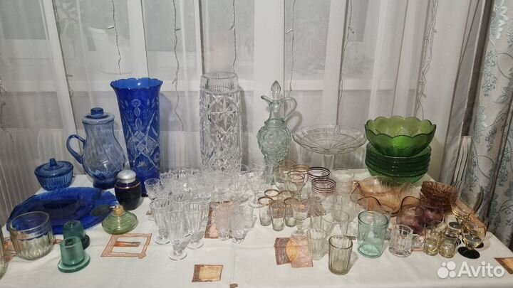Посуда цветное стекло, хрусталь времен СССР