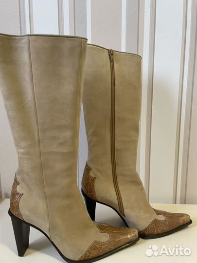 Сапоги женские Casadei 36 кожа бежевые