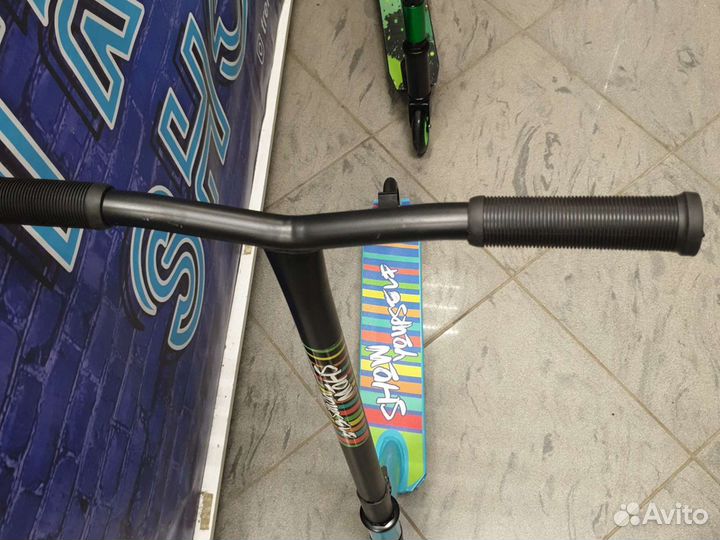 Трюковой самокат металл синий