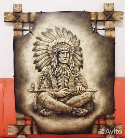 Панно из натуральной кожи Тигр