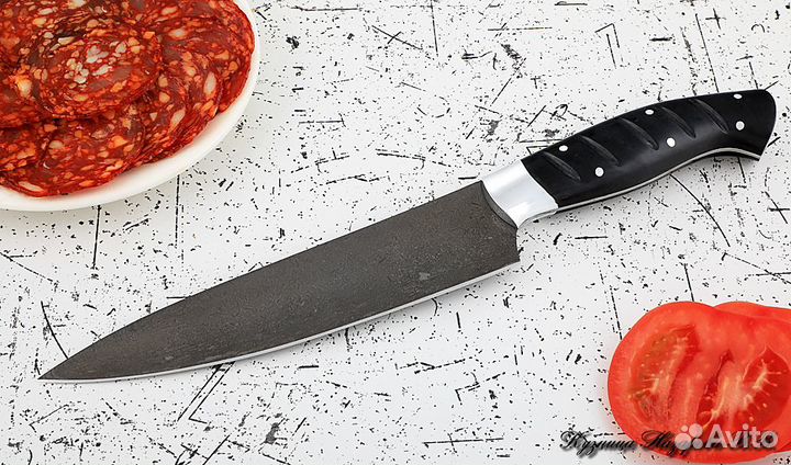 Кухонный нож Шеф № 9 Х12мф рукоять акрил черный