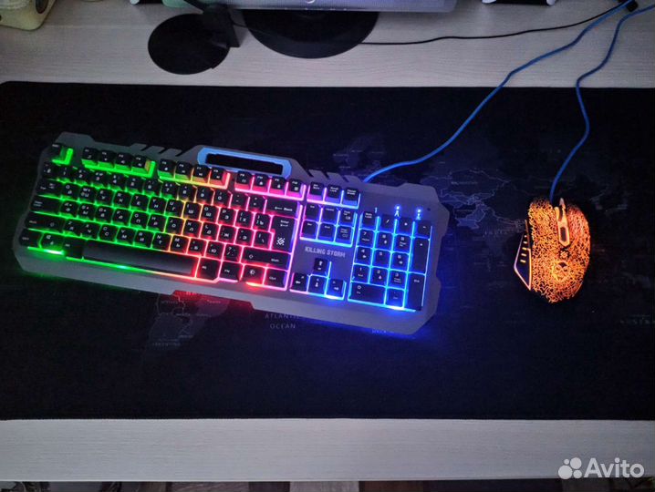 Игровая клавиатура, мышь, коврик. Игровой набор 3в