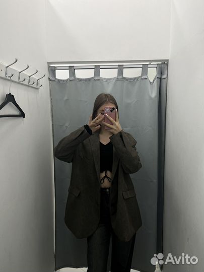 Пиджак оверсайз леопард стразы