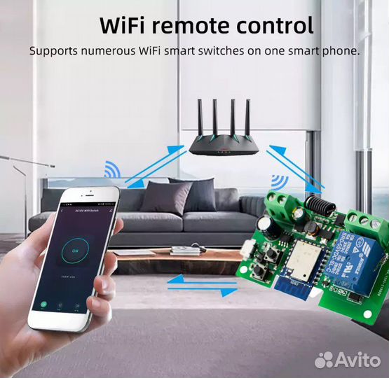 Умное WiFi+433MHZ реле 7-32V с сухим контактом