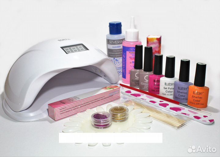 Стартовый набор для маникюра гель-лак С лампой SUN