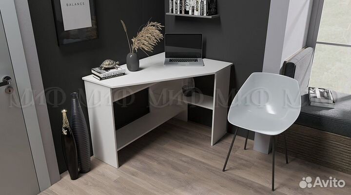 Компьютерный стол угловой белый №7