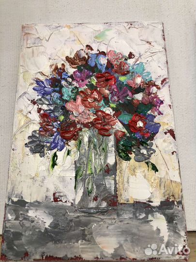 Миникартина маслом 10/15 цветы ромашки