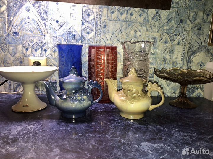 Посуда СССР РСФСР фарфор глина хрусталь ваза чайни