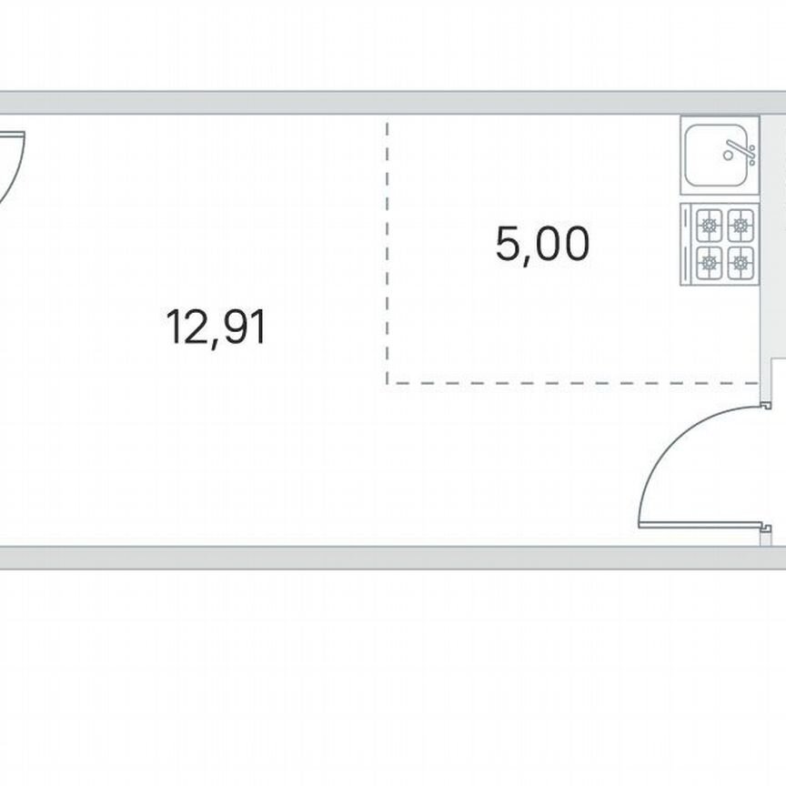 Квартира-студия, 25,6 м², 3/4 эт.