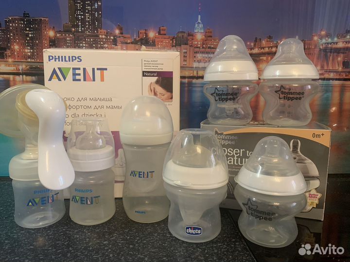 Молокоотсос avent ручной, бутылочки,соски