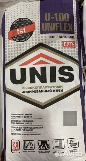 Плиточный клей unis uniflex U-100 эластичный