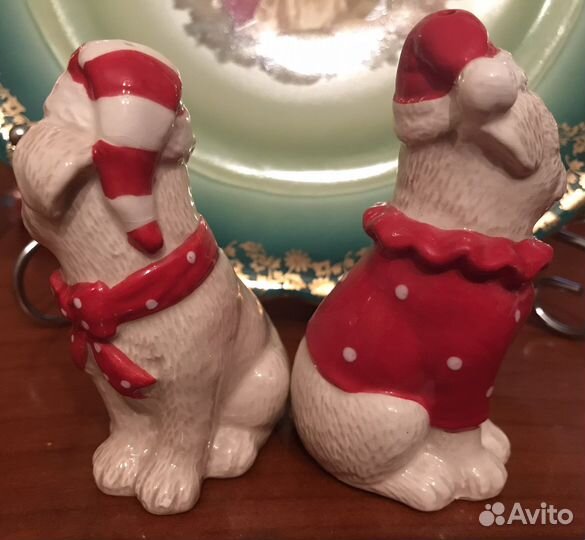 Фарфоровый набор для соли перца Мопсы