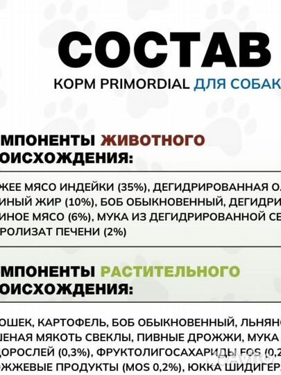 Primordial Корм для собак беззерновой, 12 кг