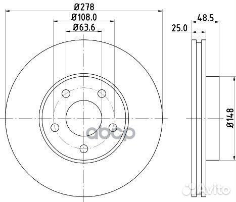 Диск тормозной ford focus 2 04- перед.вент.D27