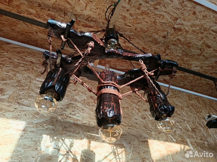 Люстры из дерева под старину ручной работы