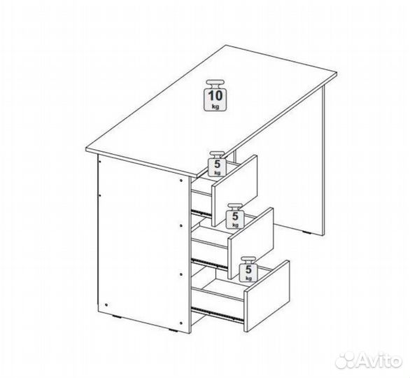 Письменный стол белый с ящиками