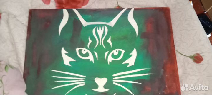 Картина гуашью на холсте