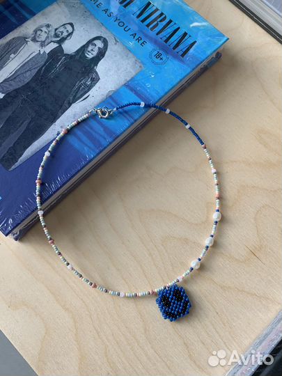 Колье из бисера и натурального жемчуга