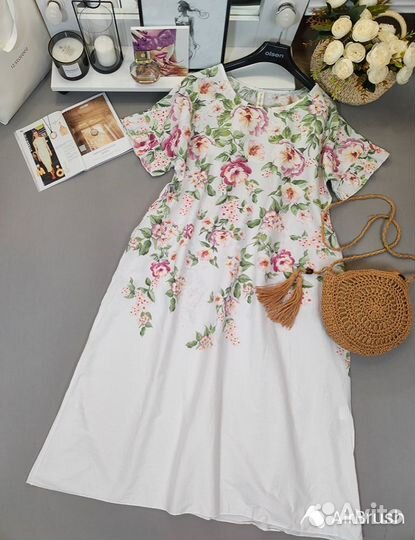 Платье бохо Италия, хлопок, большие размеры