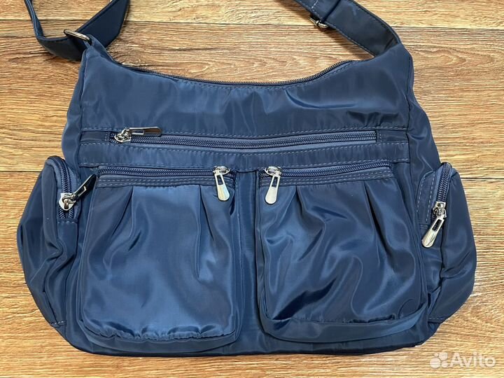 Сумка синяя с карманами