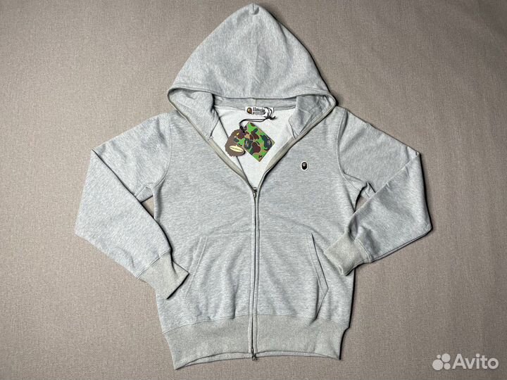 Зип худи Bape full zip серая