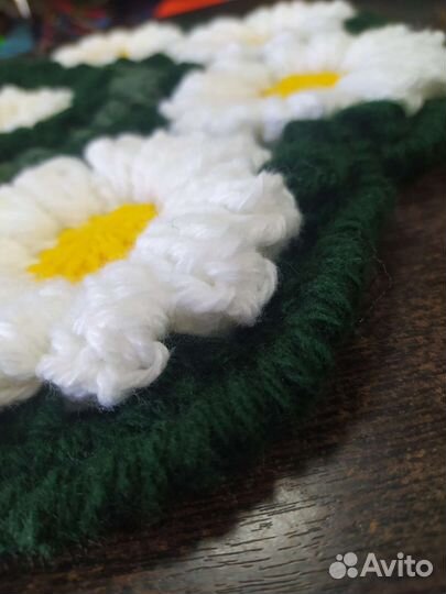 Вязанный коврик-сидушка