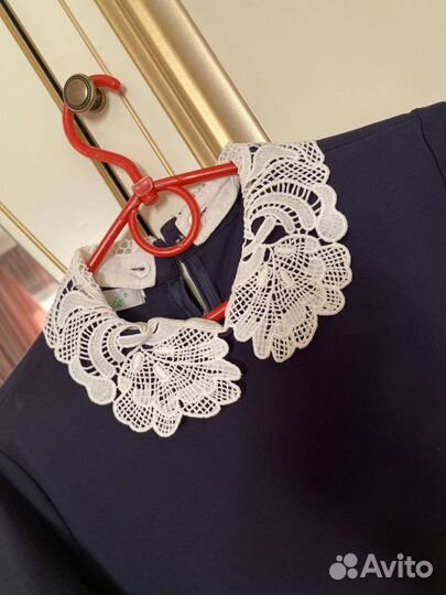 Синее школьное платье