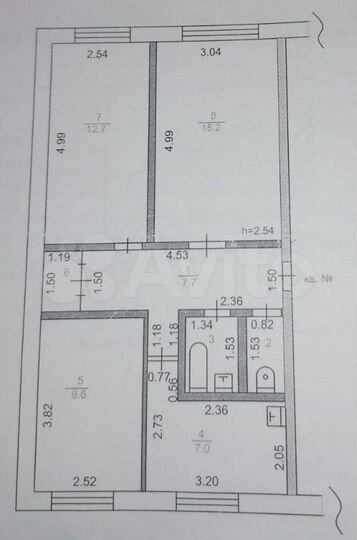 3-к. квартира, 57,1 м², 1/3 эт.