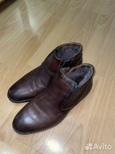 Кожаные зимние туфли