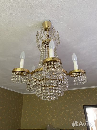 Хрустальная люстра СССР винтажная