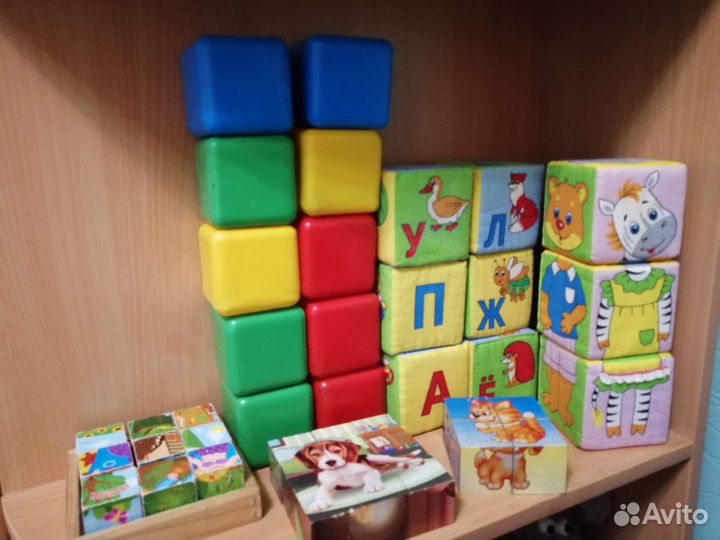 Кубики деревянные и мягкие