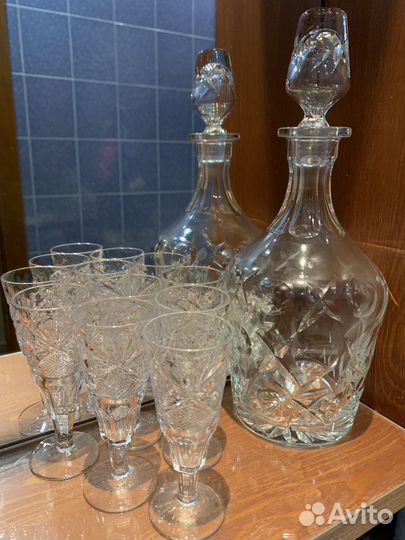 Графин/штоф хрустальный СССР +рюмки