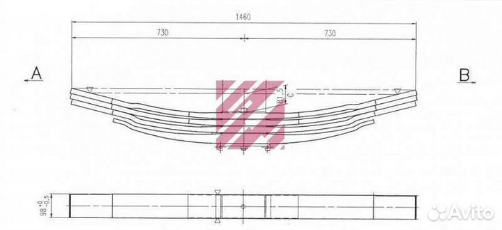 Рессора Ивеко задняя 4-х листовая 10х100х146 730