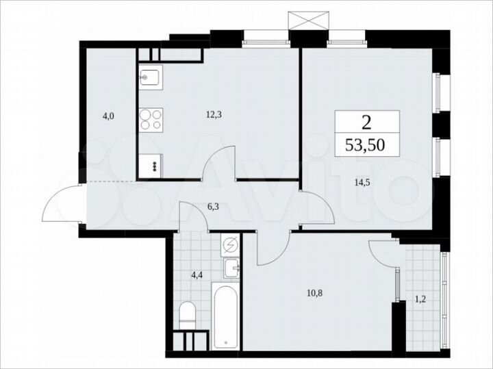 2-к. квартира, 53,5 м², 14/18 эт.