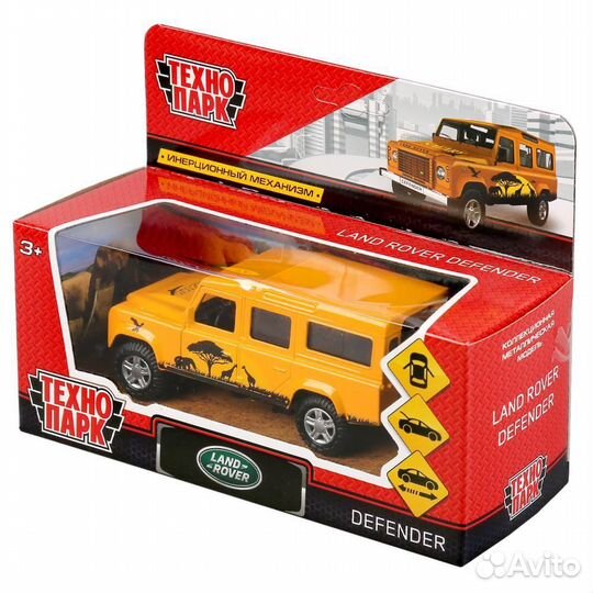 Машина Land Rover Defender Сафари 12 см металл инерция Технопарк defender-SF