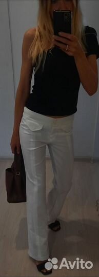 Брюки белые, летние, клёш
