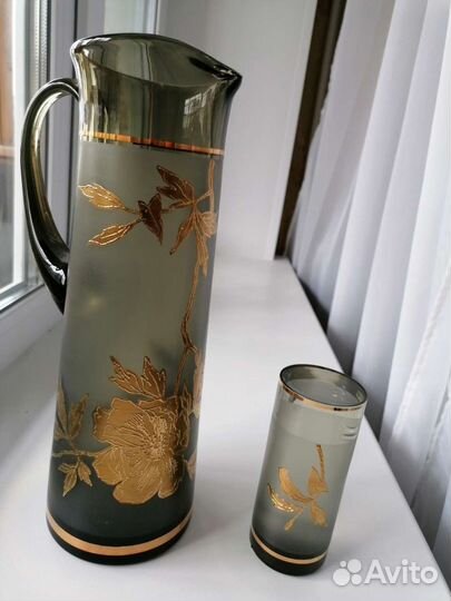 Набор для воды богемия позолота дымчатый