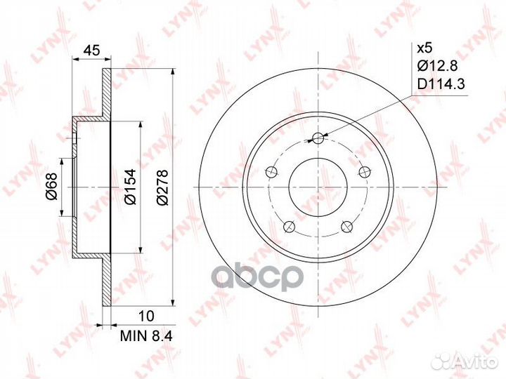 Диск тормозной зад BN1101 lynxauto