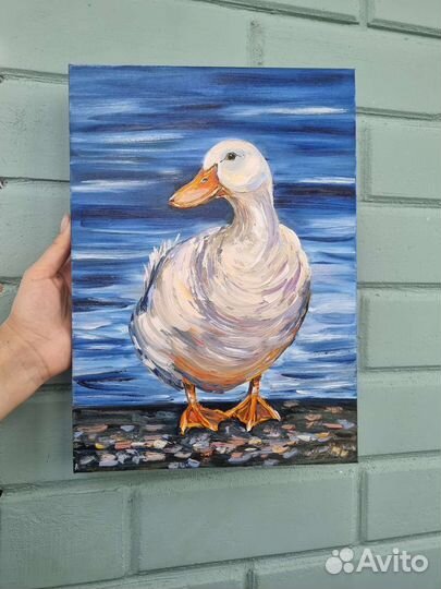 Утка картина маслом гуси утки холст на подрамнике
